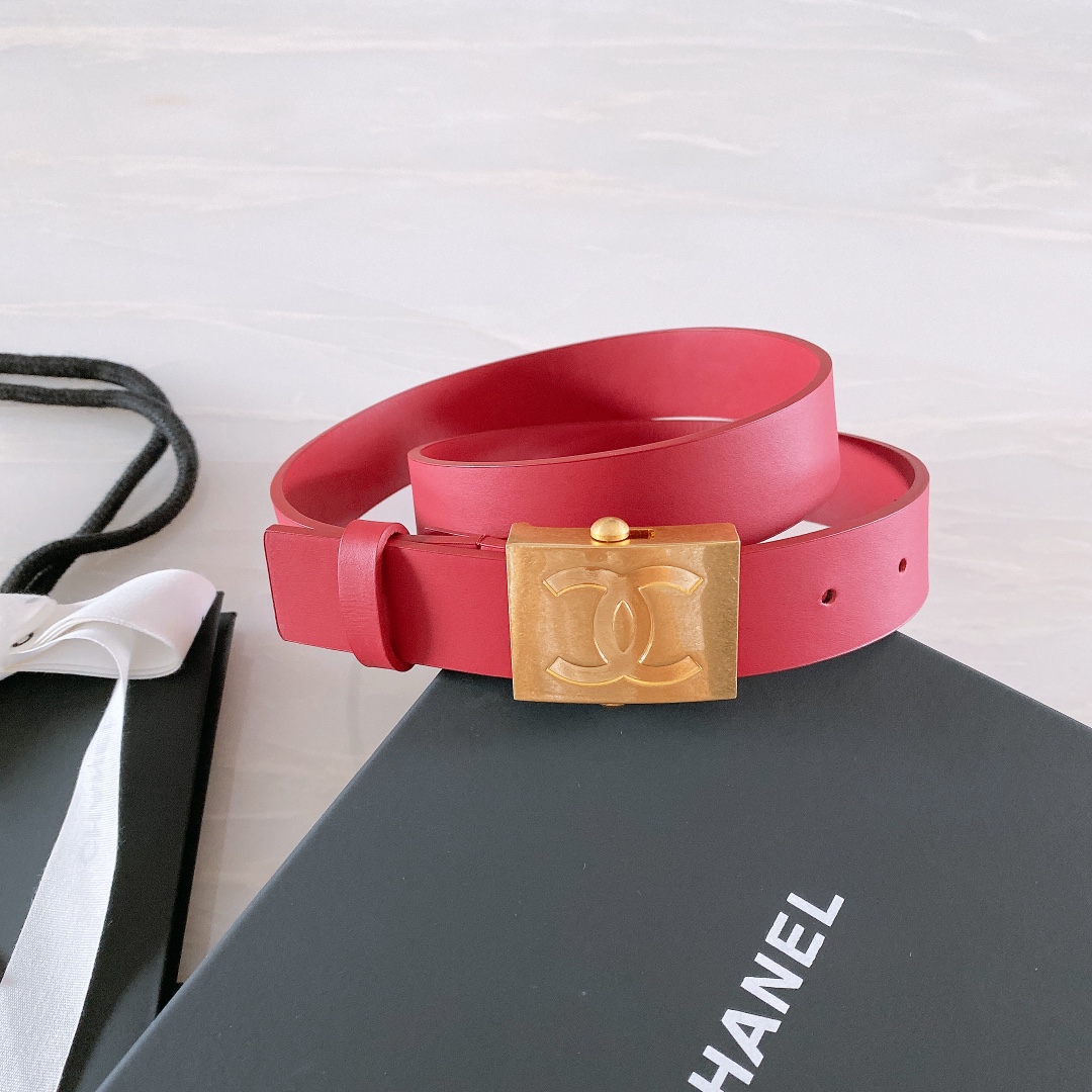 Chanel Belt With Ribbon Buckle Red Women Belt