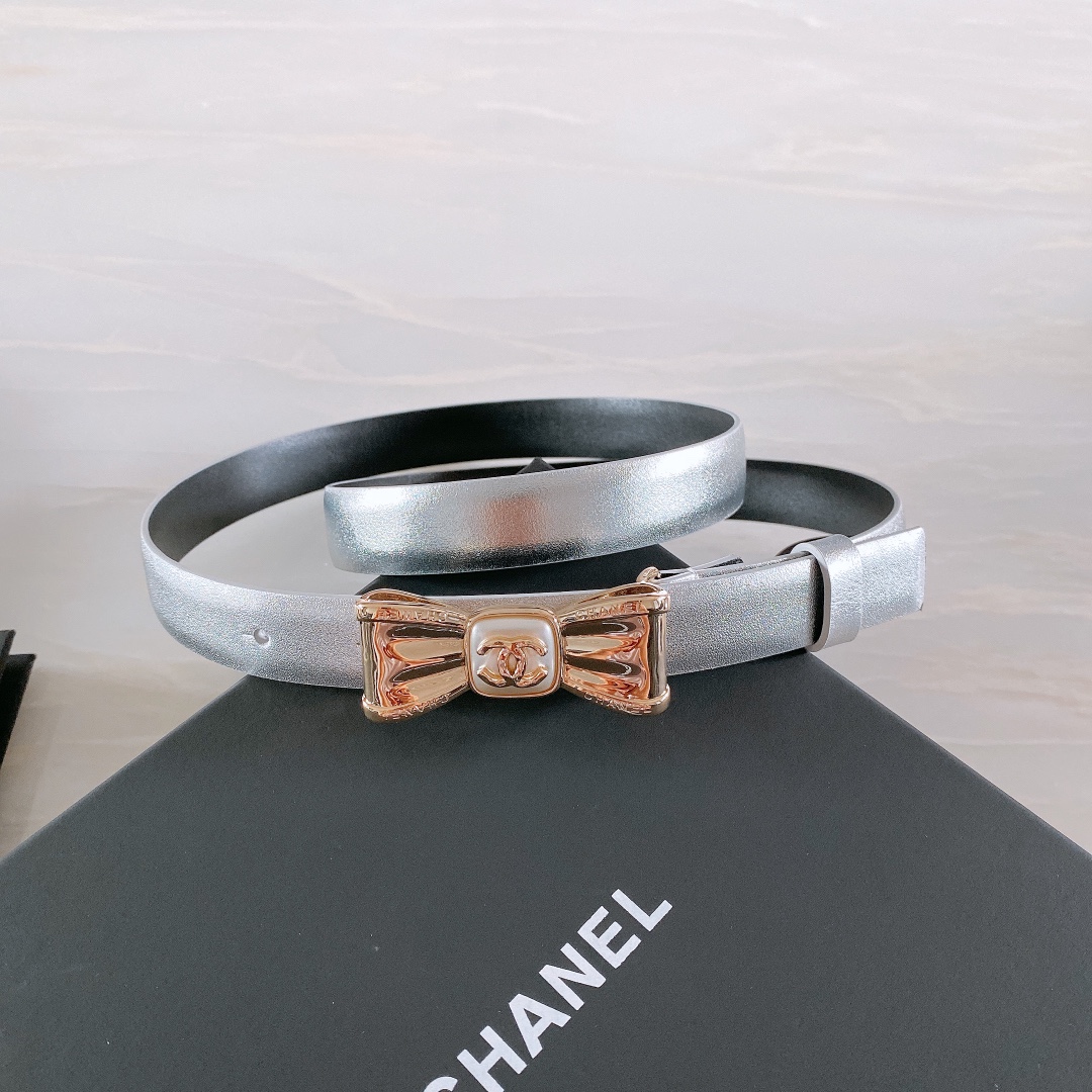 Chanel Belt With Ribbon Buckle Silver Women Belt