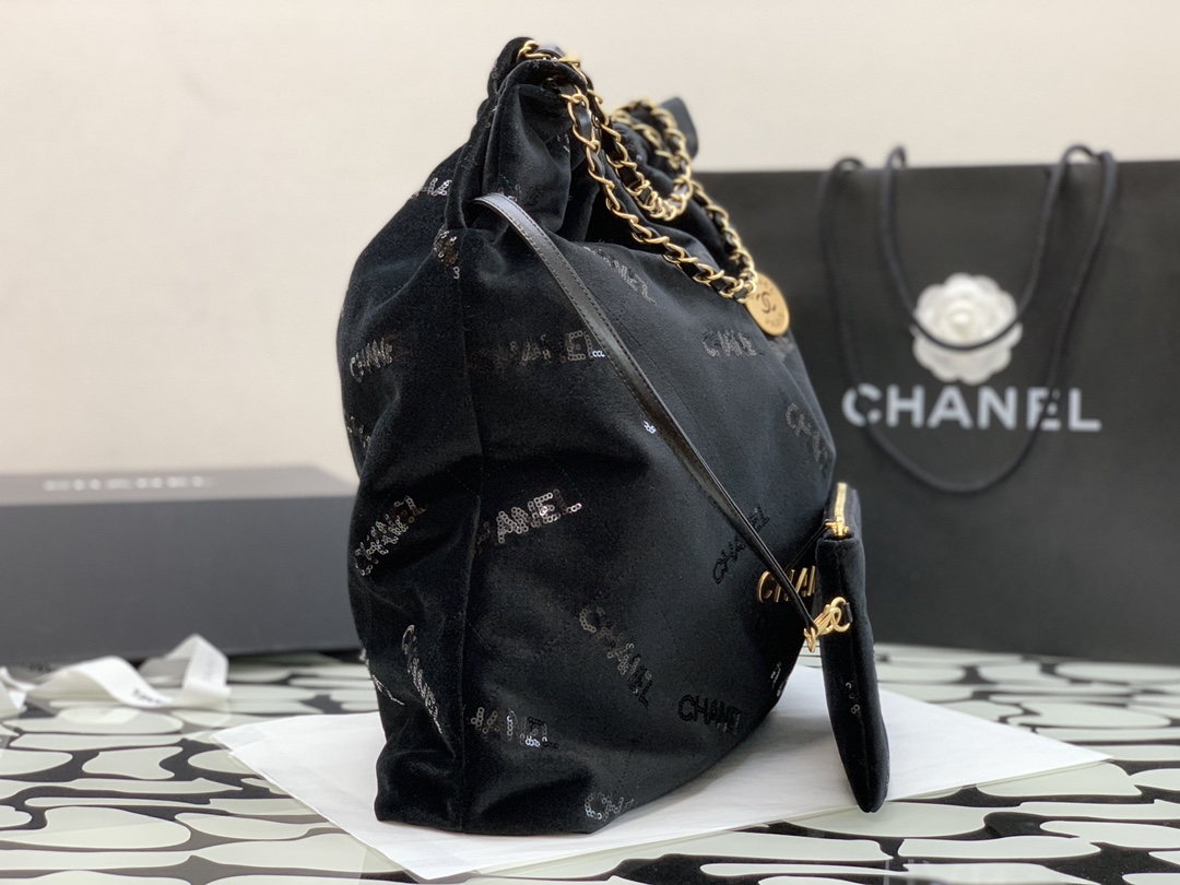 Chanel Big CHANEL 22 Handbag Black For Women, Women’s Bags 18.9in/48cm