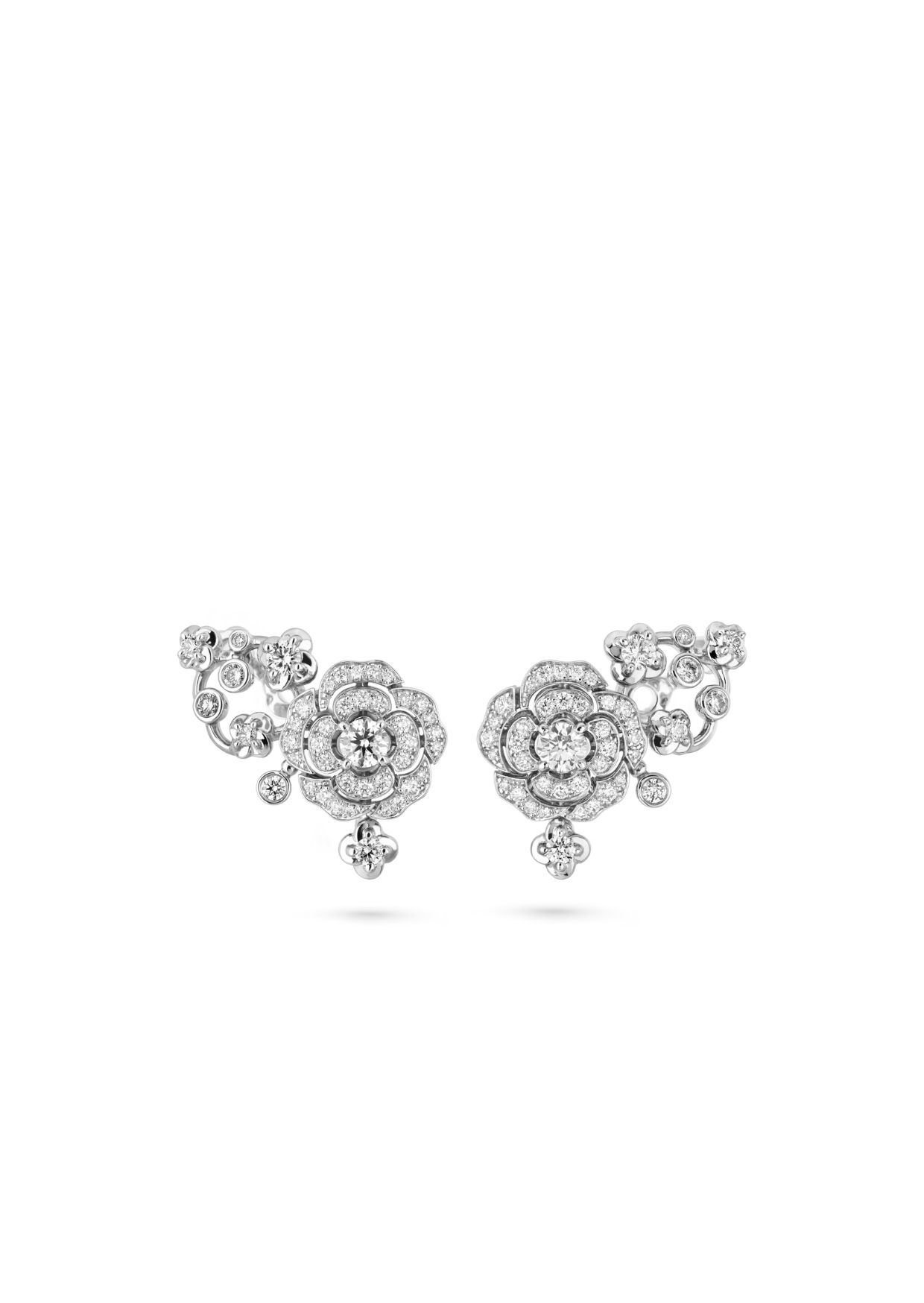 Chanel Bouton De Cam?lia Earrings Silver For Women J12039