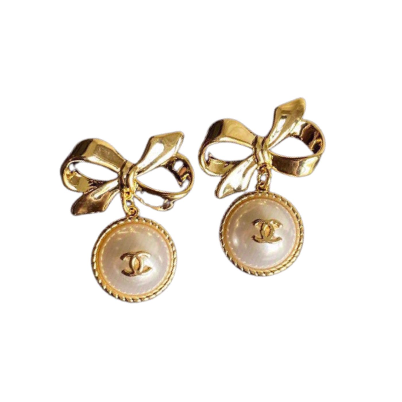 Chanel Bow Earrings Gold For Women