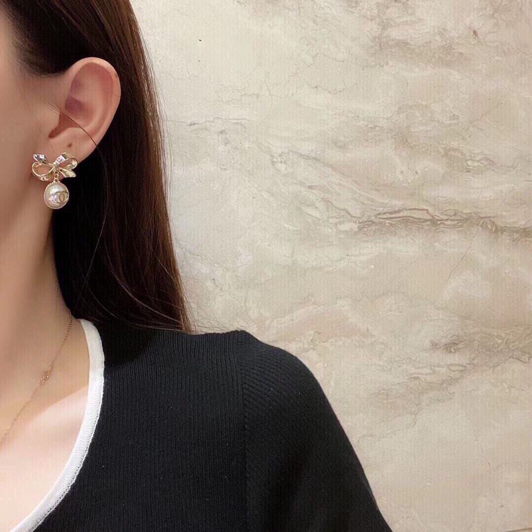 Chanel Bow Earrings Gold For Women