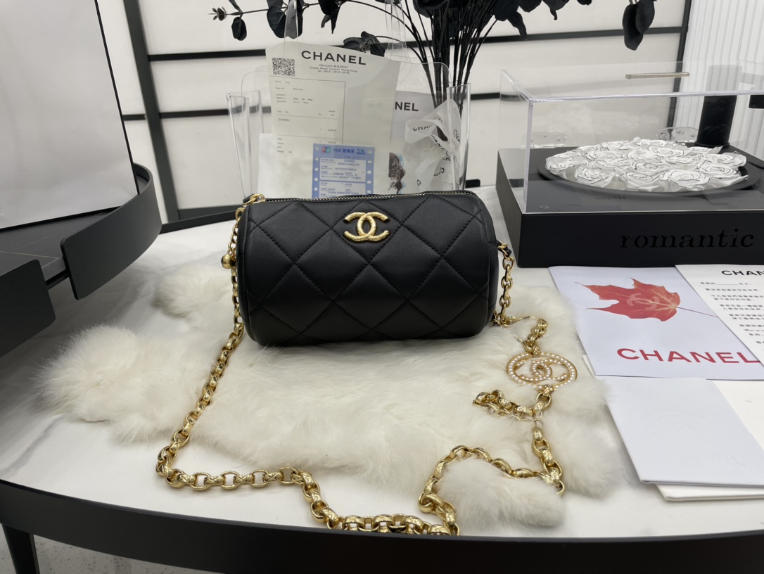 Chanel Bowling Mini Black Bag For Women 11cm/4.3in AS3384 94305