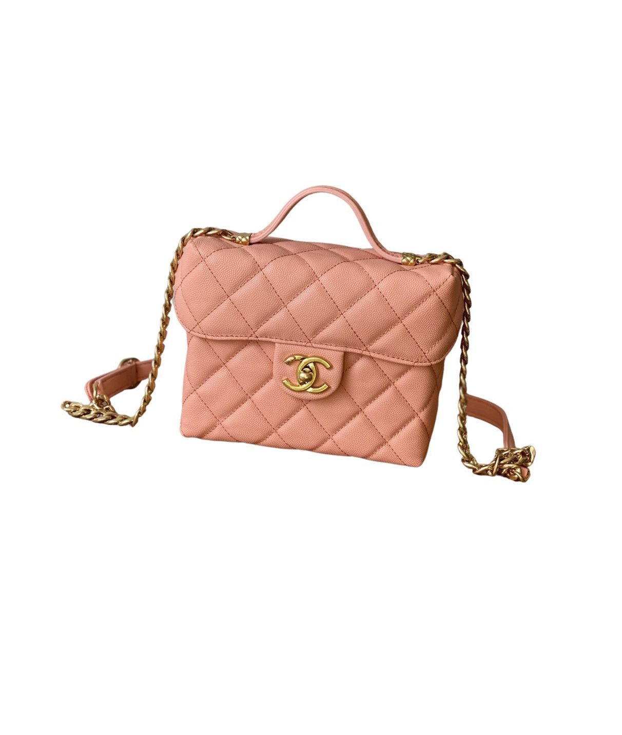 Chanel Box Vanity Bag With Handle Yellow/Light Orange For Women 6.8 in / 17.5 cm AS3729 NL296