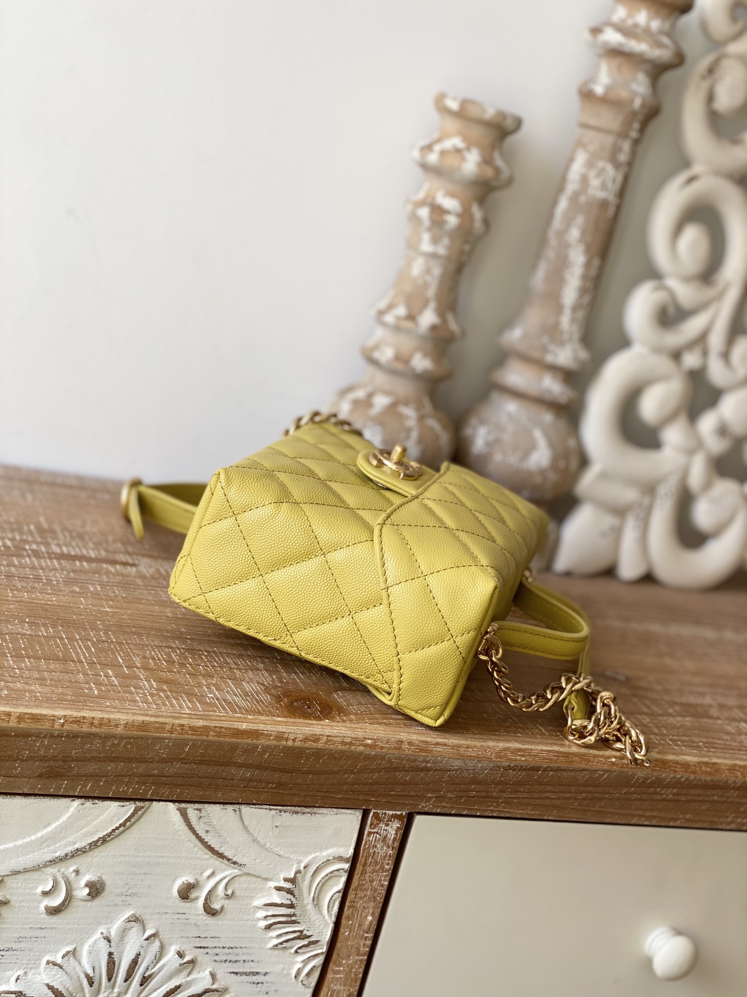 Chanel Box Vanity Bag With Handle Yellow/Light Orange For Women 6.8 in / 17.5 cm AS3729 NL296