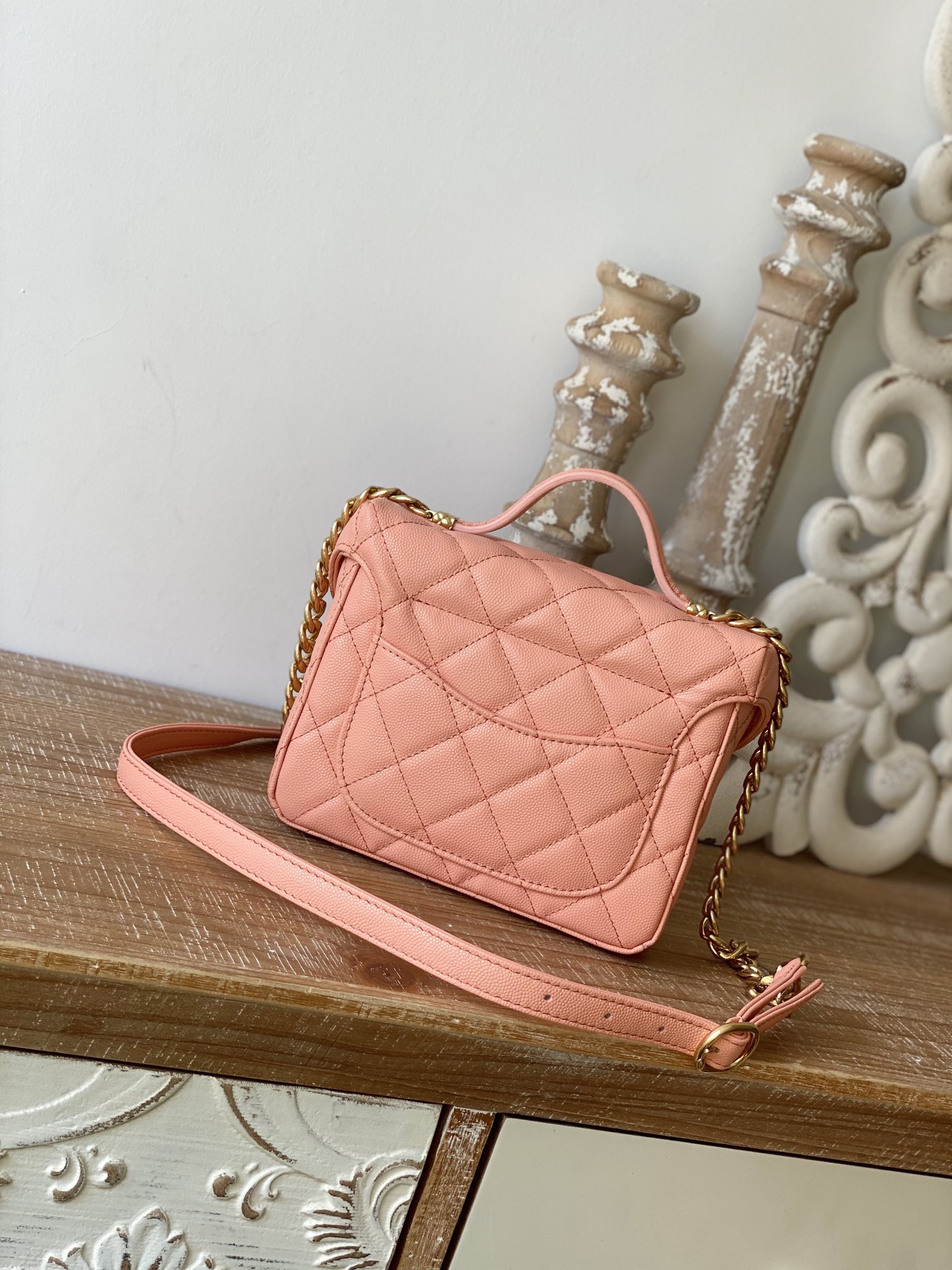 Chanel Box Vanity Bag With Handle Yellow/Light Orange For Women 6.8 in / 17.5 cm AS3729 NL296