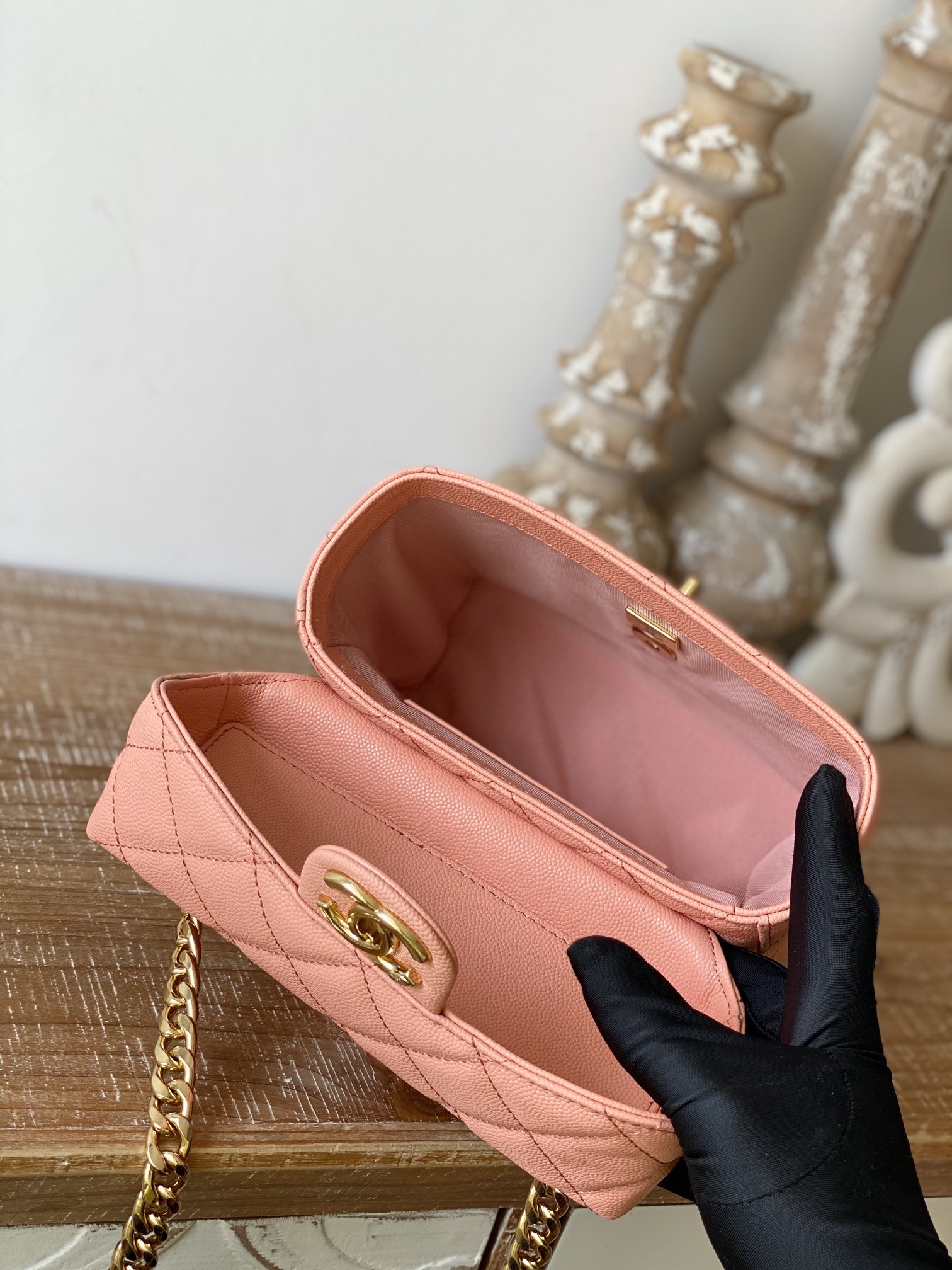 Chanel Box Vanity Bag With Handle Yellow/Light Orange For Women 6.8 in / 17.5 cm AS3729 NL296