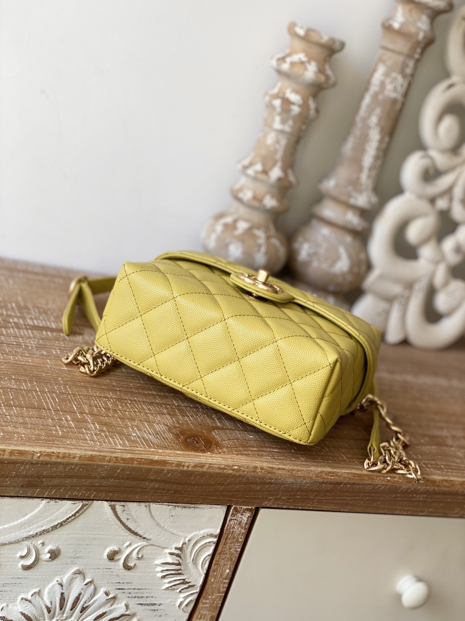 Chanel Box Vanity Bag With Handle Yellow/Light Orange For Women 6.8 in / 17.5 cm AS3729 NL296