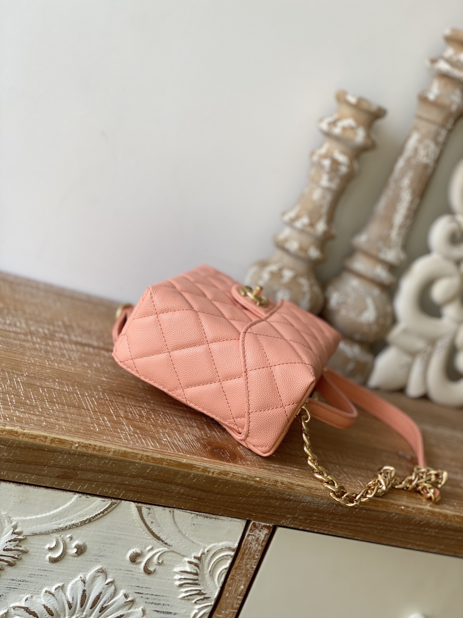 Chanel Box Vanity Bag With Handle Yellow/Light Orange For Women 6.8 in / 17.5 cm AS3729 NL296