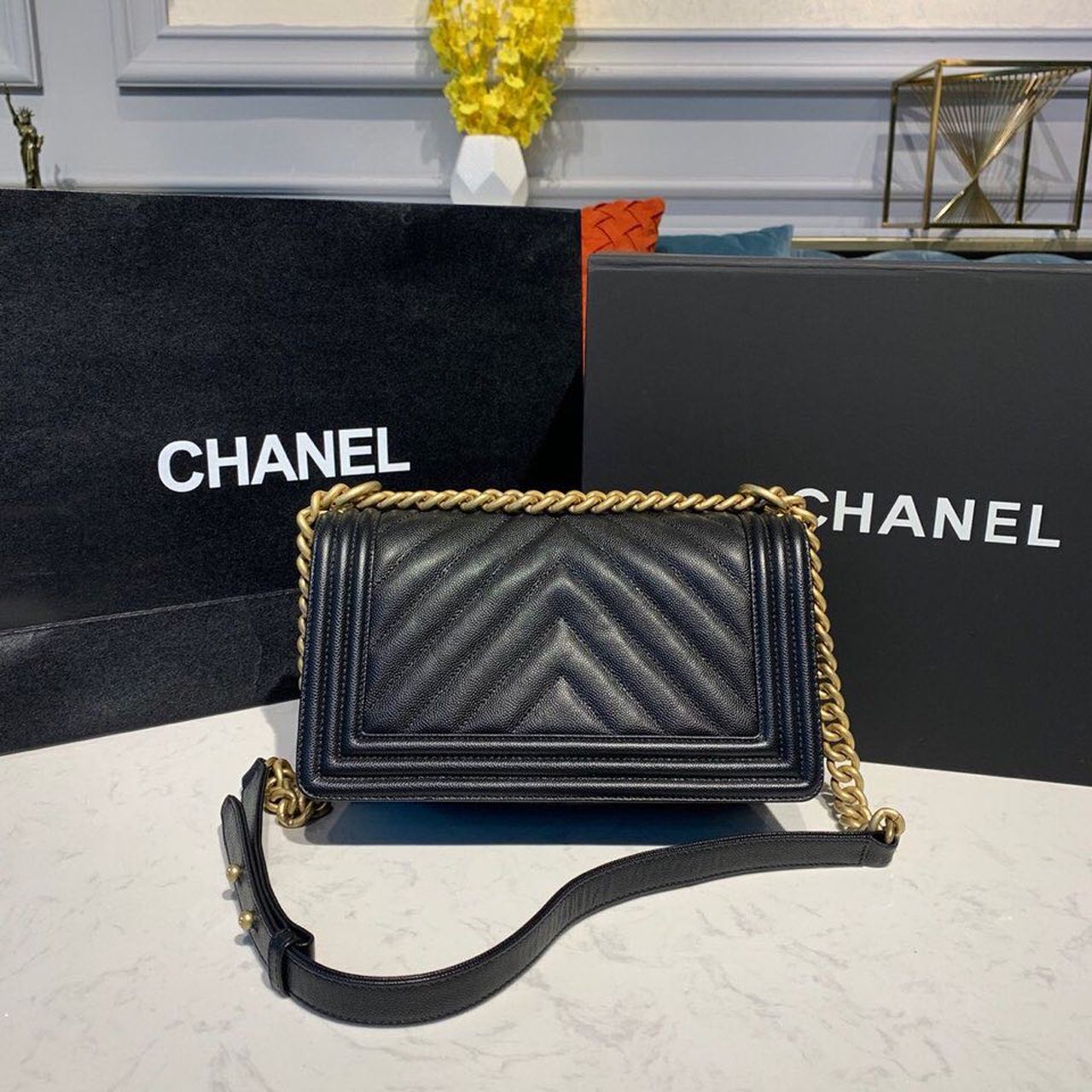 Chanel Boy HandBag Black For Women, Women’s Bags, Shoulder And Crossbody Bags 9.8in/25cm