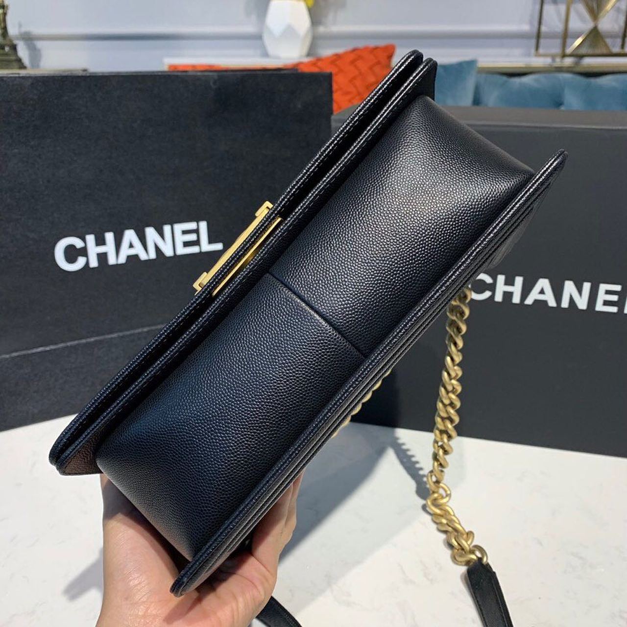 Chanel Boy HandBag Black For Women, Women’s Bags, Shoulder And Crossbody Bags 9.8in/25cm