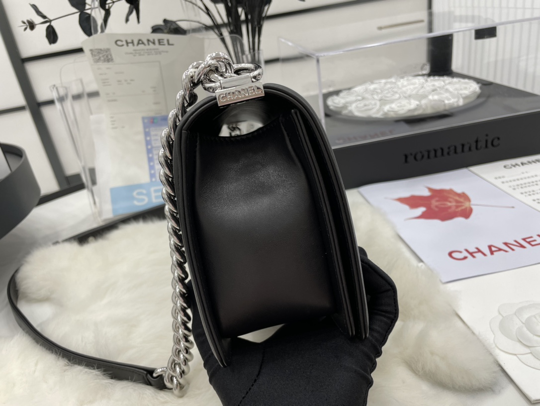 Chanel Boy Handbag Black For Women 9.8in/25cm