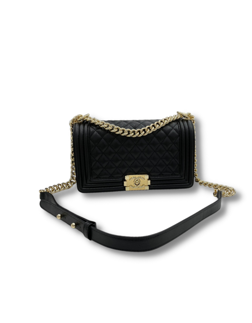 Chanel Boy Handbag Black/White/Grey For Women 9.8in/25cm 94305