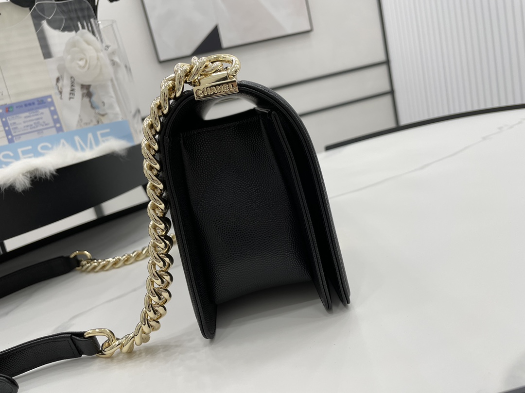 Chanel Boy Handbag Black/White/Grey For Women 9.8in/25cm 94305