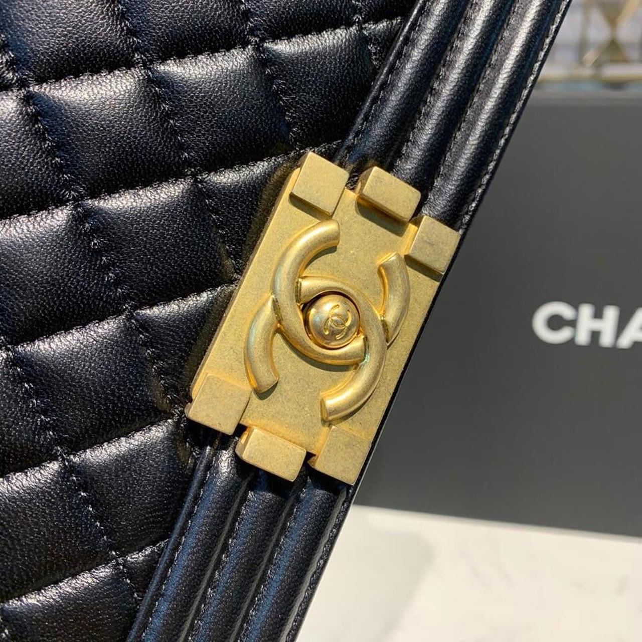 Chanel Boy Handbag Gold Toned Hardware Black For Women, Women’s Bags, Shoulder And Crossbody Bags 9.8in/25cm