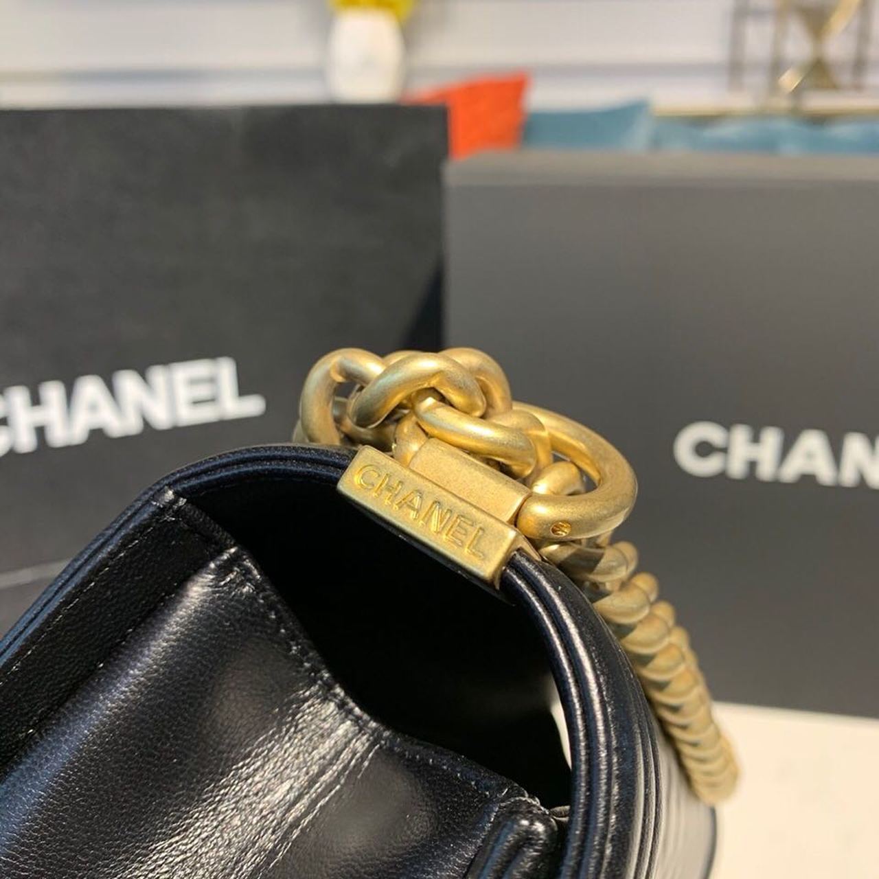 Chanel Boy Handbag Gold Toned Hardware Black For Women, Women’s Bags, Shoulder And Crossbody Bags 9.8in/25cm