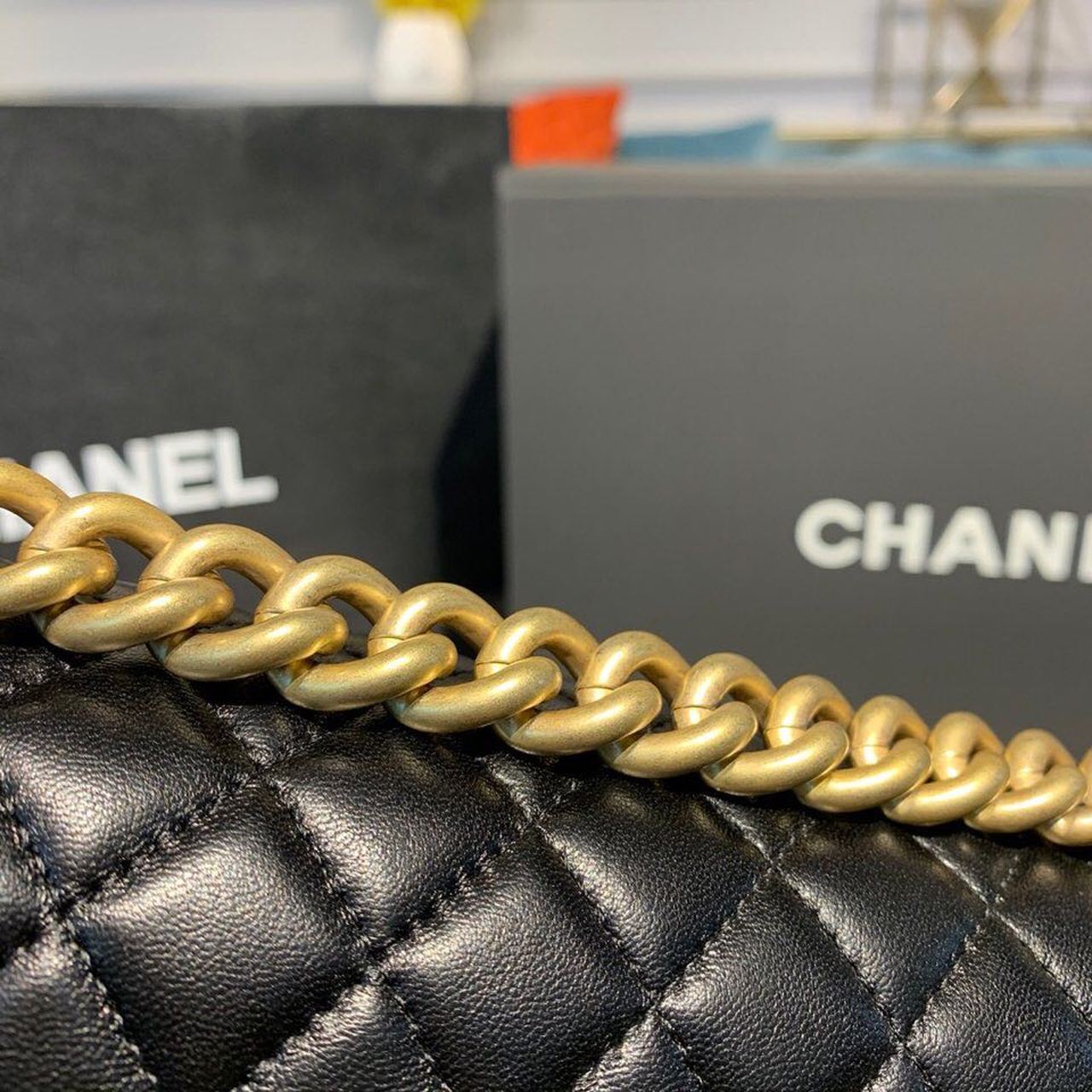Chanel Boy Handbag Gold Toned Hardware Black For Women, Women’s Bags, Shoulder And Crossbody Bags 9.8in/25cm