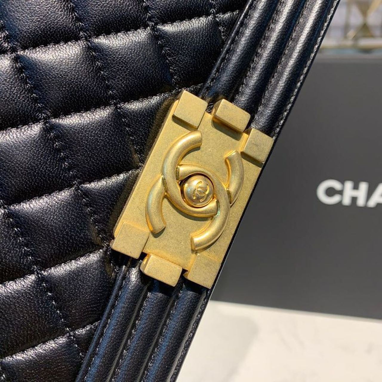Chanel Boy Handbag Gold Toned Hardware Black For Women, Women’s Bags, Shoulder And Crossbody Bags 9.8in/25cm