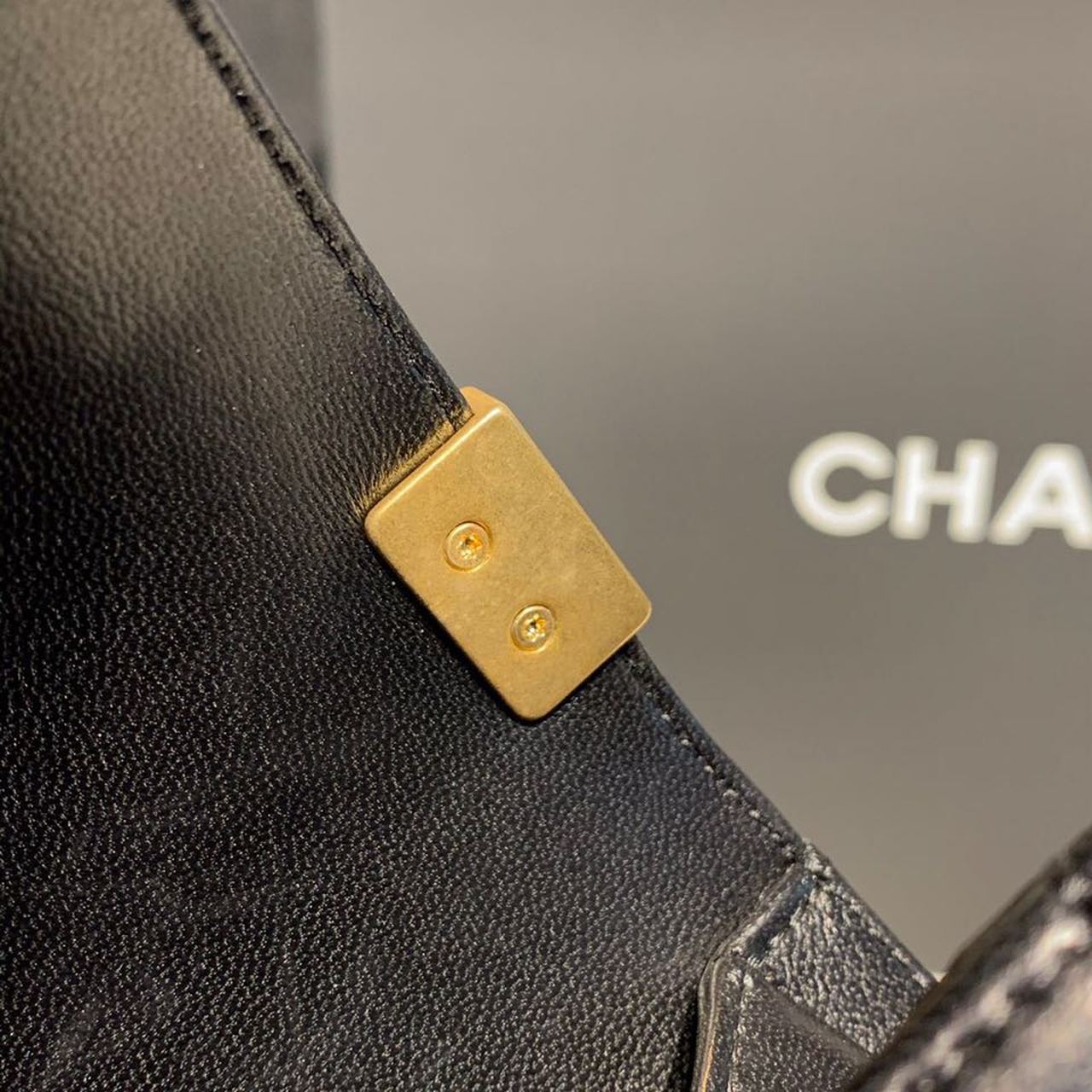 Chanel Boy Handbag Gold Toned Hardware Black For Women, Women’s Bags, Shoulder And Crossbody Bags 9.8in/25cm