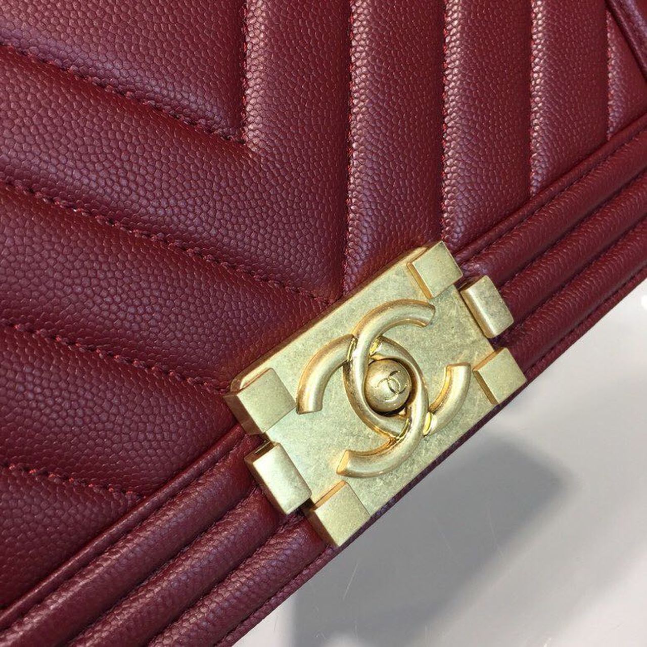 Chanel Boy Handbag Gold Toned Hardware Burgundy For Women, Women’s Bags, Shoulder And Crossbody Bags 9.8in/25cm