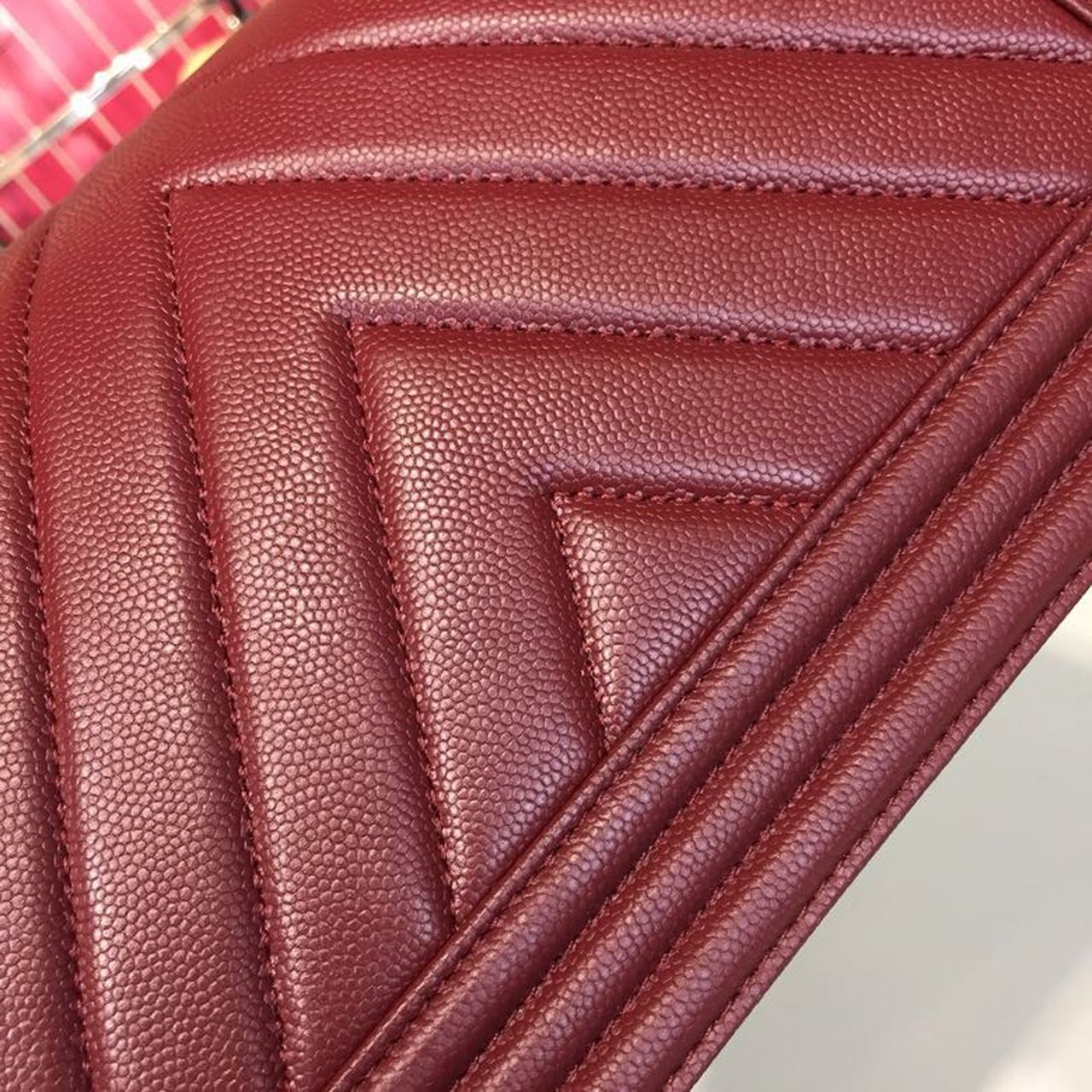 Chanel Boy Handbag Gold Toned Hardware Burgundy For Women, Women’s Bags, Shoulder And Crossbody Bags 9.8in/25cm
