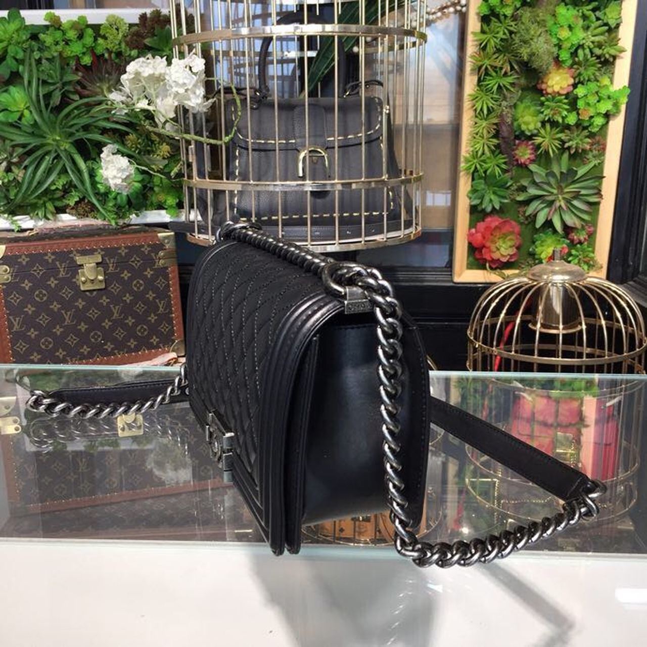 Chanel Boy Handbag Silver Hardware Black For Women, Women’s Bags, Shoulder And Crossbody Bags 9.8in/25cm