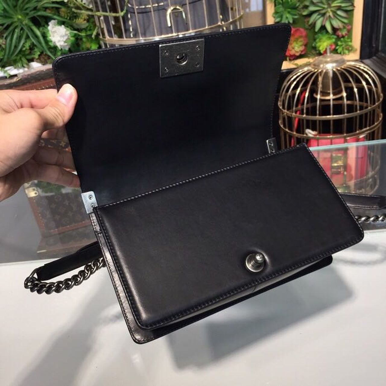Chanel Boy Handbag Silver Hardware Black For Women, Women’s Bags, Shoulder And Crossbody Bags 9.8in/25cm