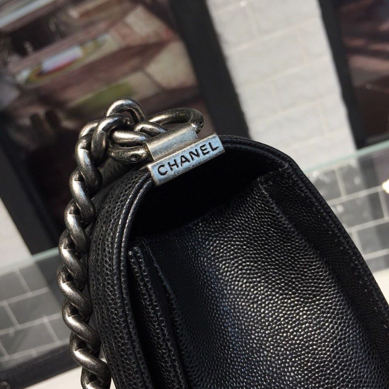 Chanel Boy Handbag Silver Hardware Black For Women, Women’s Handbags, Shoulder And Crossbody Bags 9.8in/25cm