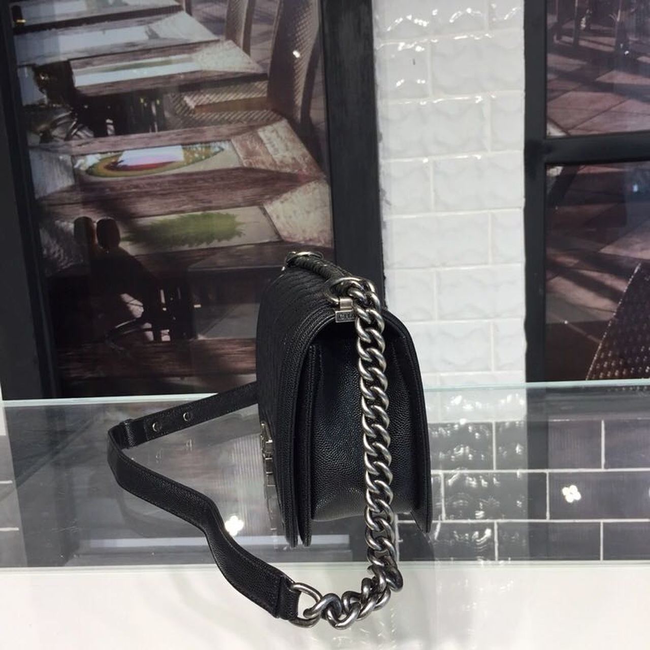 Chanel Boy Handbag Silver Hardware Black For Women, Women’s Handbags, Shoulder And Crossbody Bags 9.8in/25cm