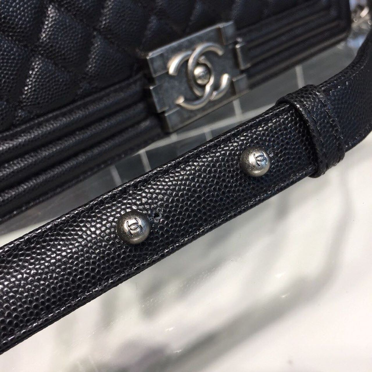 Chanel Boy Handbag Silver Hardware Black For Women, Women’s Handbags, Shoulder And Crossbody Bags 9.8in/25cm