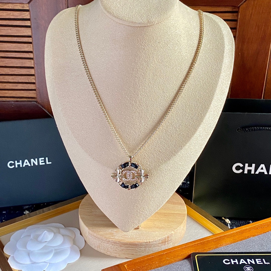 Chanel Braided Necklace Black For Women