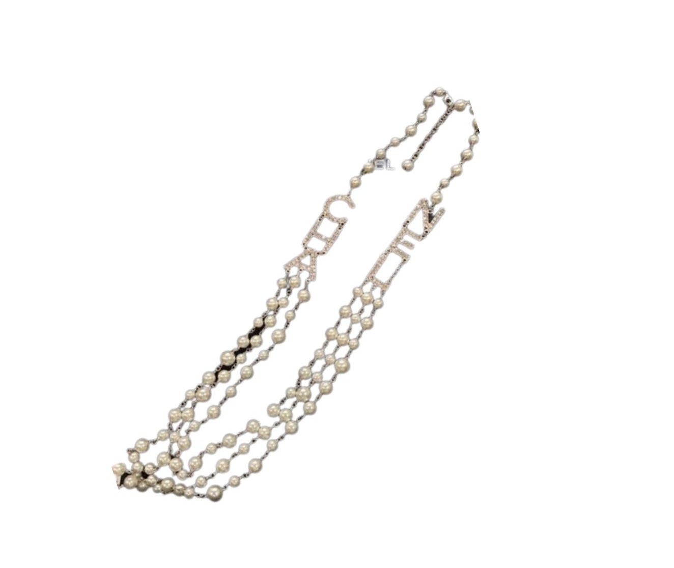 Chanel C-H-A-N-E-L Necklace Gold Tone For Women
