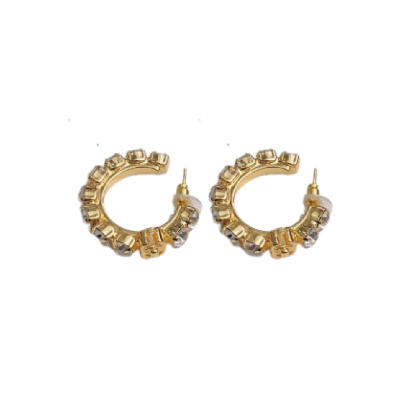 Chanel C Shape Earrings Gold Tone For Women