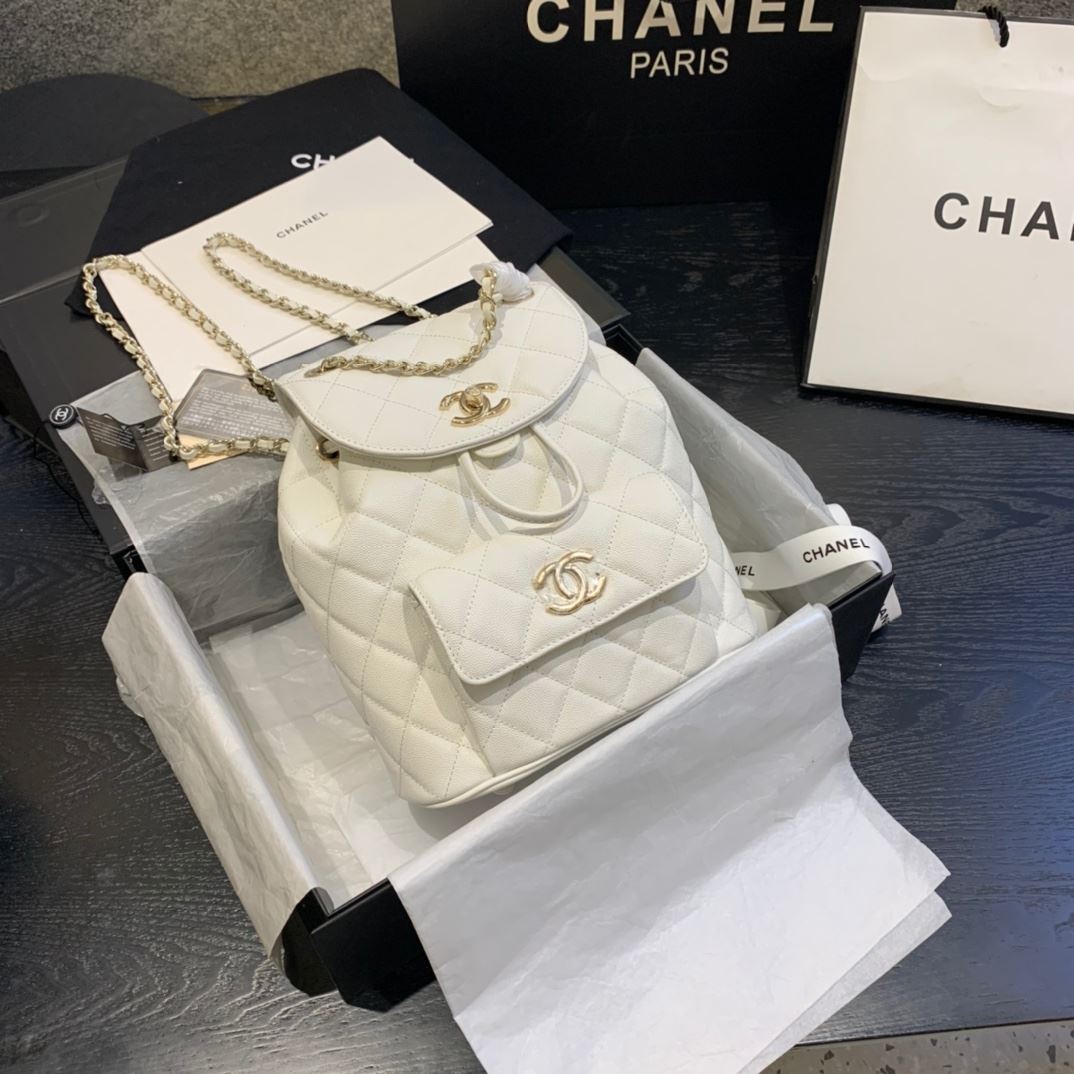 Chanel Caviar Vintage Duma Backpack Black/White/Red For Women 9.5in / 24cm