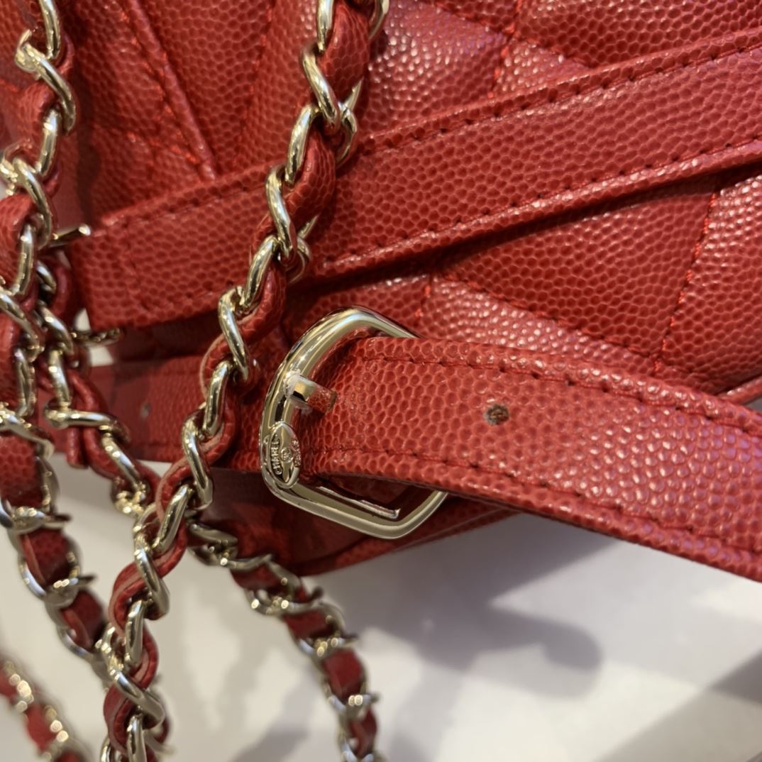 Chanel Caviar Vintage Duma Backpack Black/White/Red For Women 9.5in / 24cm