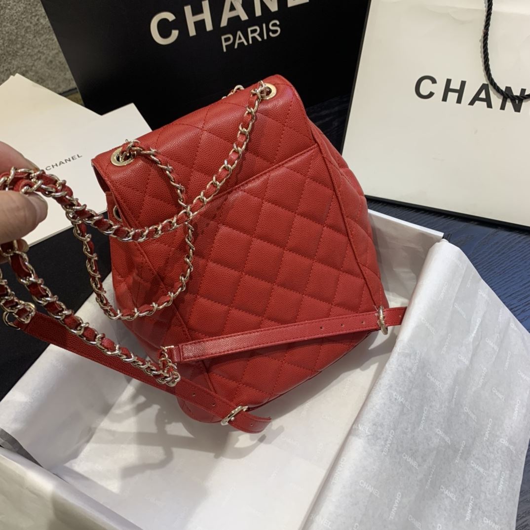 Chanel Caviar Vintage Duma Backpack Black/White/Red For Women 9.5in / 24cm