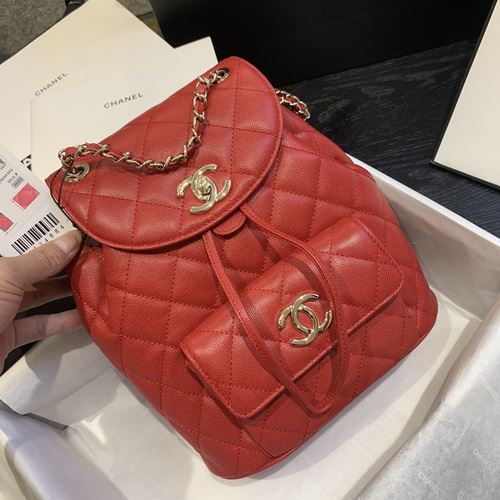 Chanel Caviar Vintage Duma Backpack Black/White/Red For Women 9.5in / 24cm