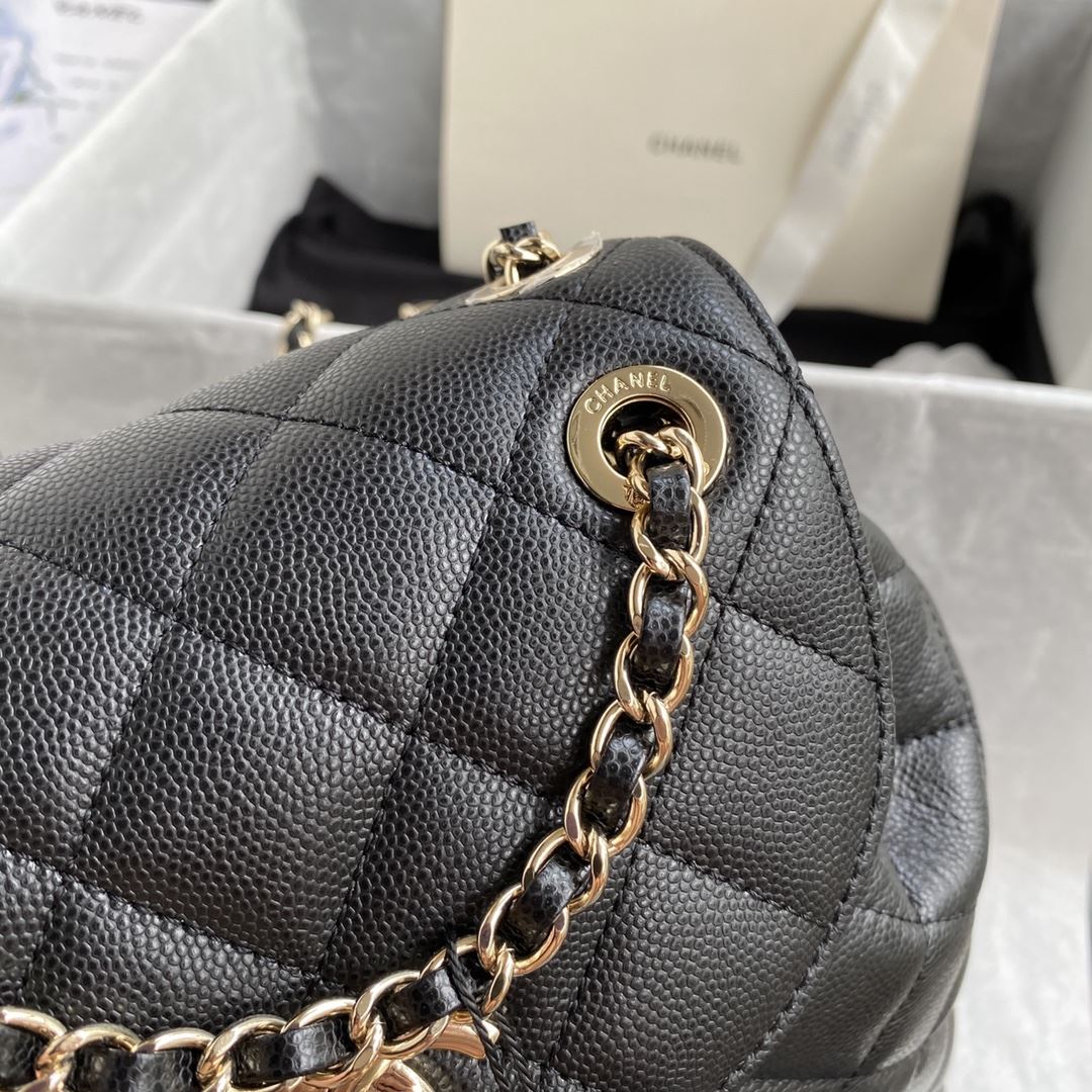 Chanel Caviar Vintage Duma Backpack Black/White/Red For Women 9.5in / 24cm