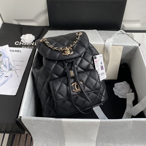 Chanel Caviar Vintage Duma Backpack Black/White/Red For Women 9.5in / 24cm