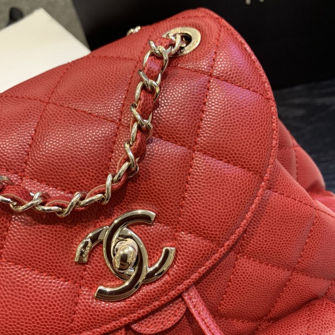 Chanel Caviar Vintage Duma Backpack Black/White/Red For Women 9.5in / 24cm