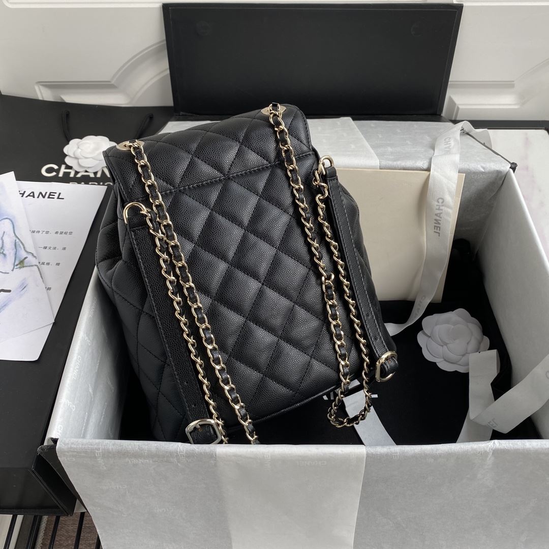 Chanel Caviar Vintage Duma Backpack Black/White/Red For Women 9.5in / 24cm
