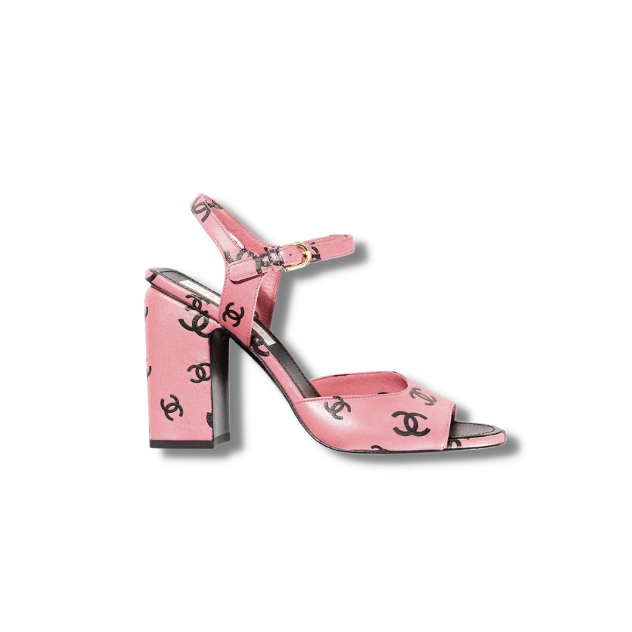 Chanel CC 100mm Heeled Sandal Pink For Women