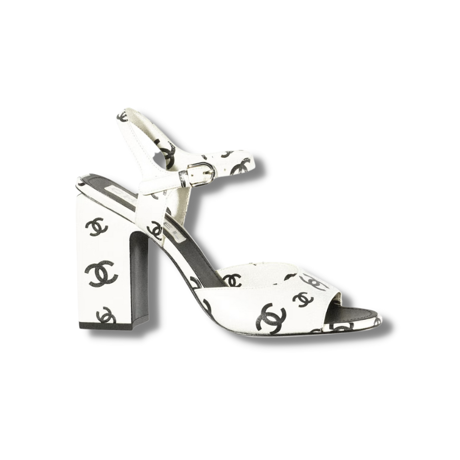 Chanel CC 100mm Heeled Sandal White For Women