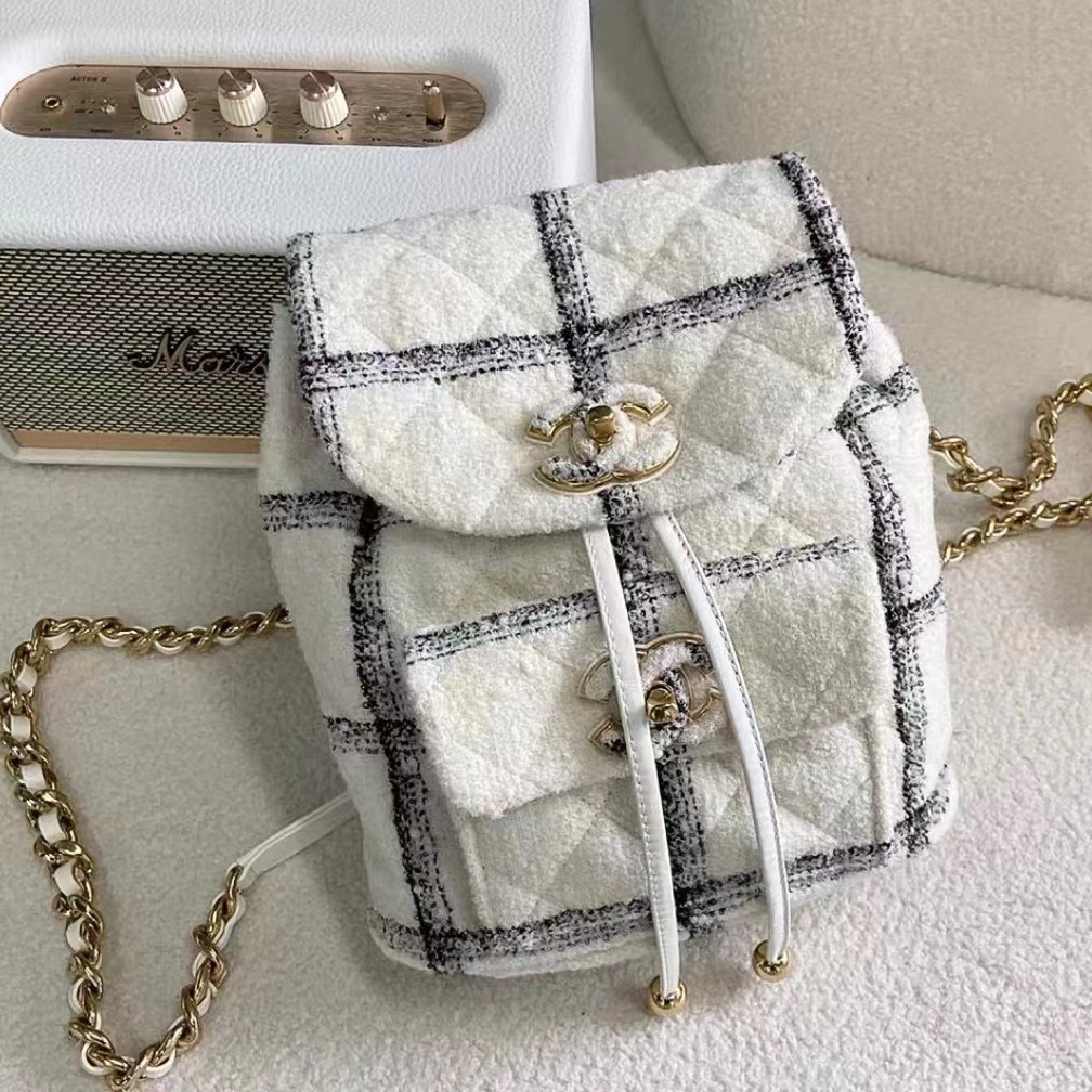 Chanel CC Backpack Bag Black/ White For Women 9.4 in / 24 cm  AS3615 NJ601