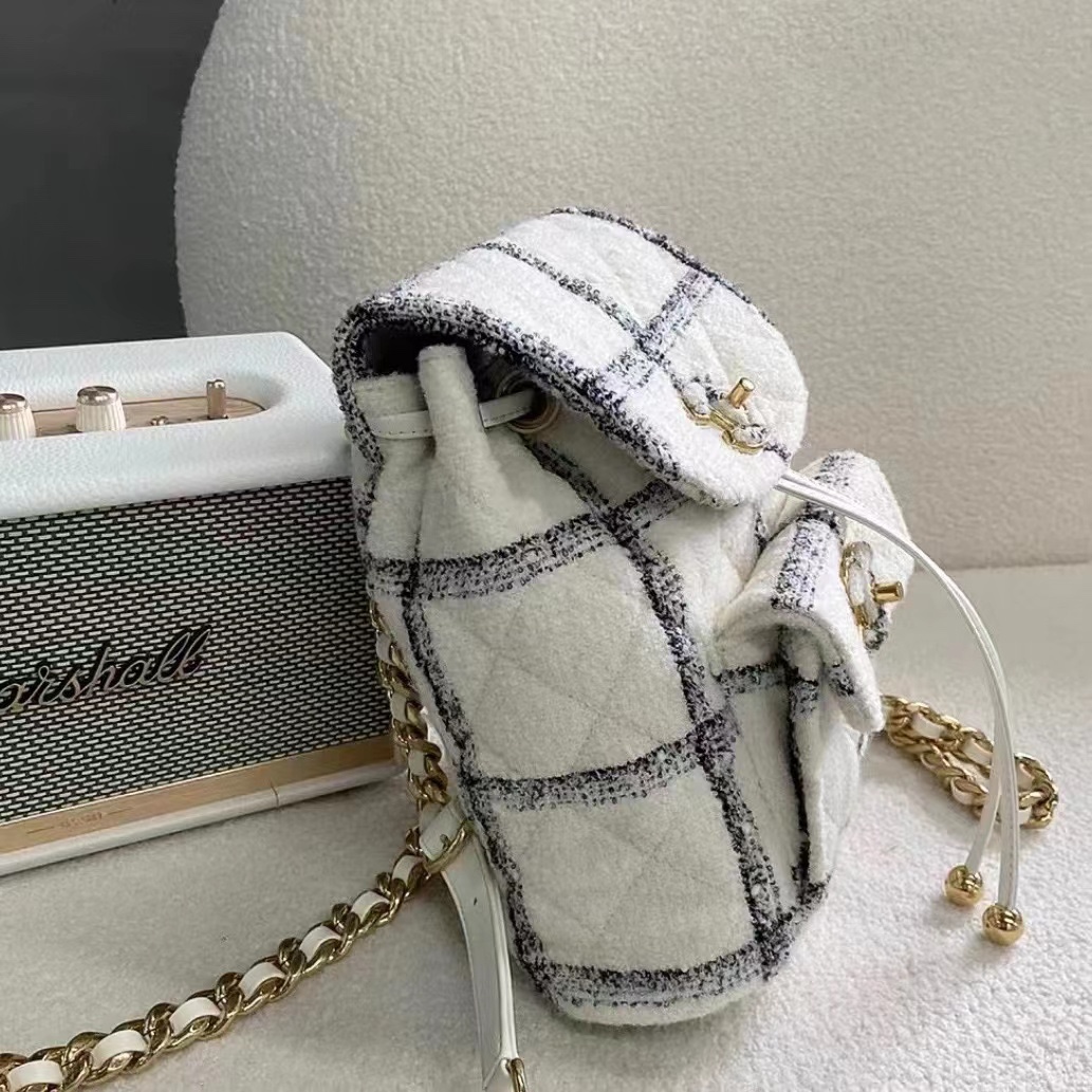 Chanel CC Backpack Bag Black/ White For Women 9.4 in / 24 cm  AS3615 NJ601