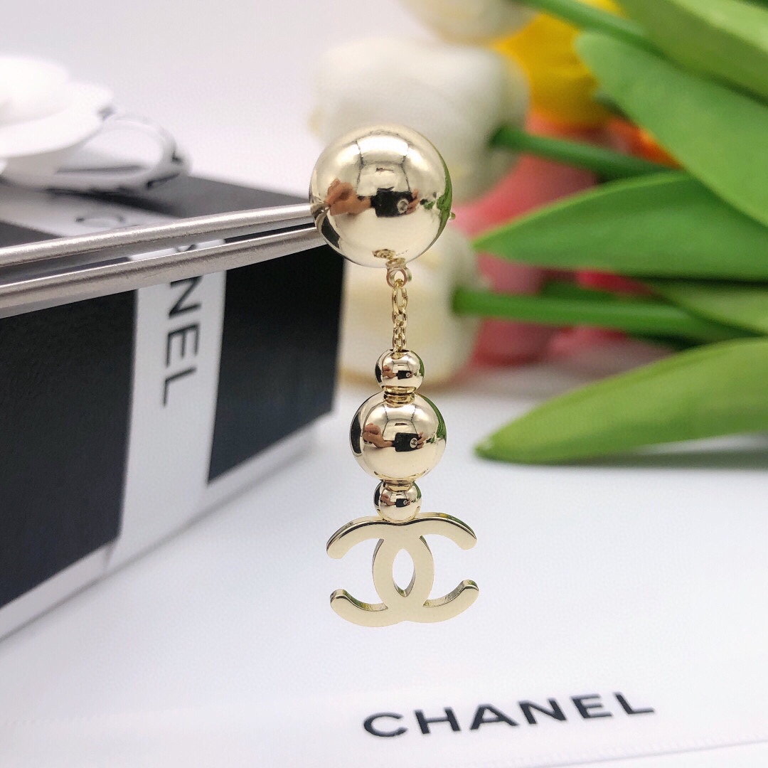 Chanel CC Ball Earrings Gold For Women