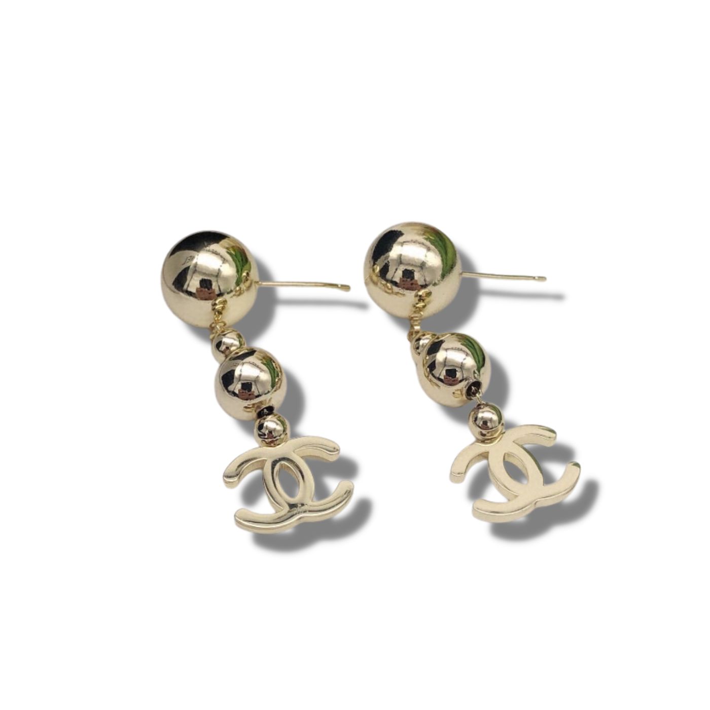 Chanel CC Ball Earrings Gold For Women
