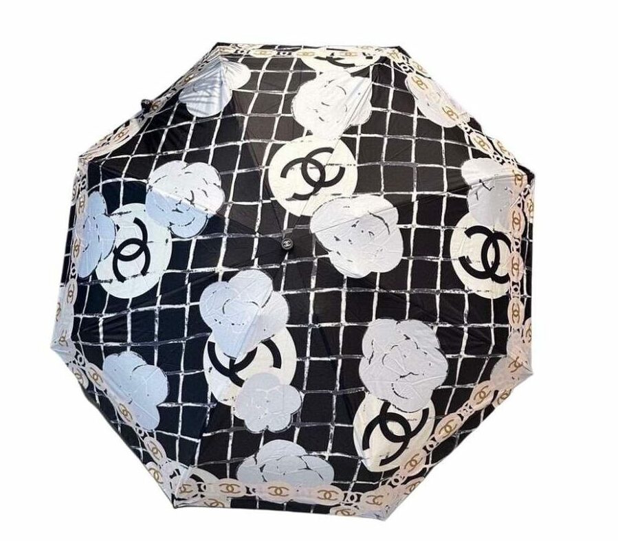 Chanel CC Check Folding Umbrella Black