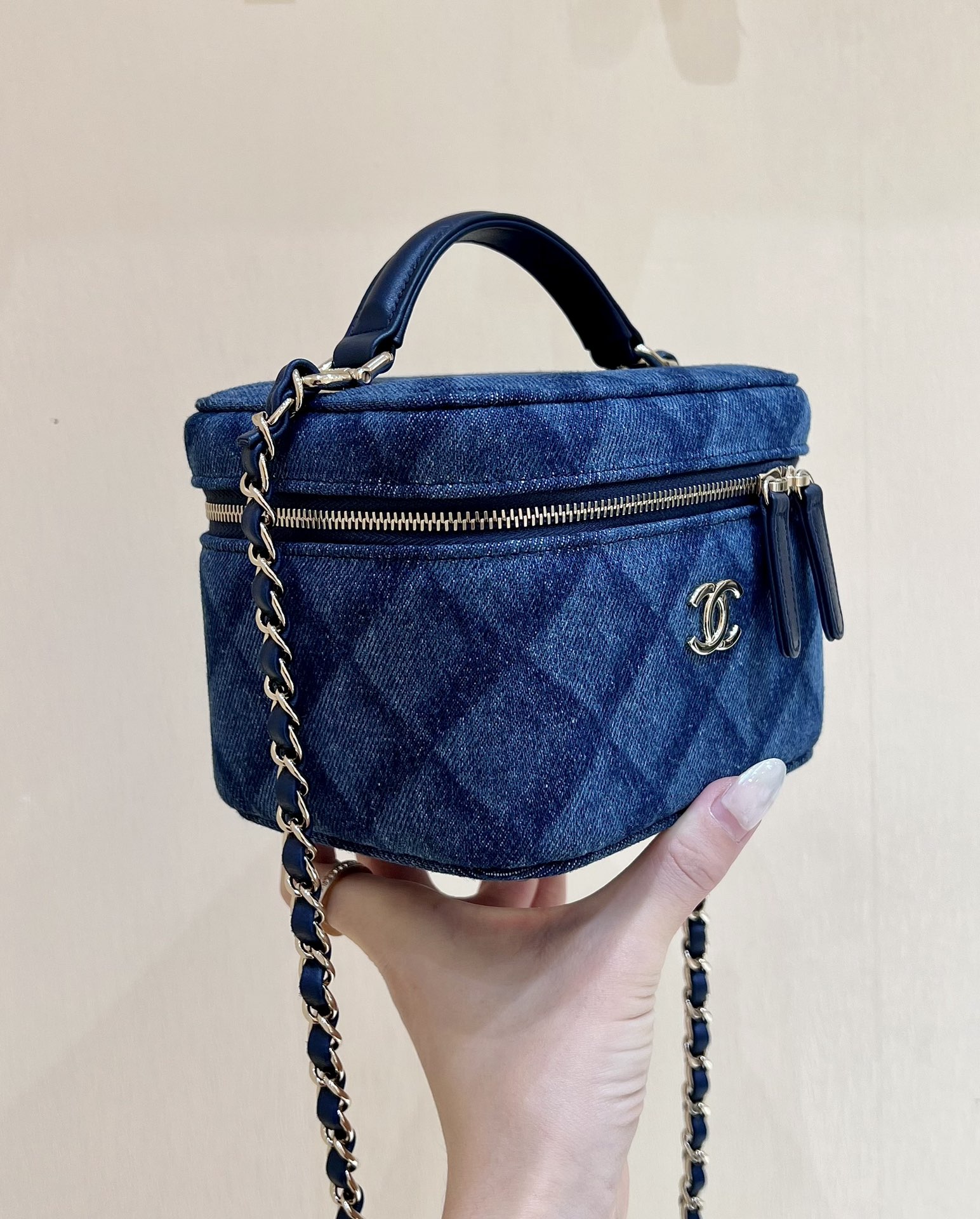 Chanel CC Denim Vanity Bag Blue/ Dark Blue For Women 5.9 in / 15 cm