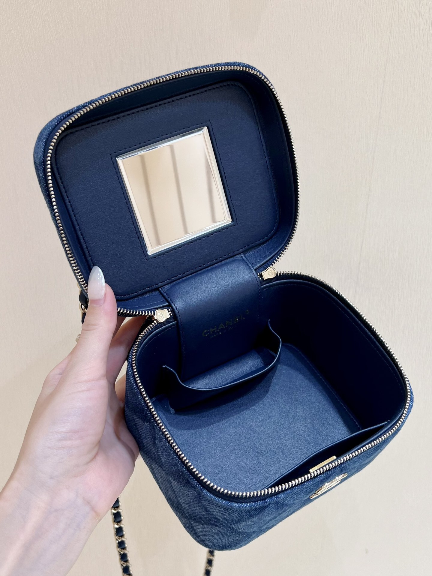 Chanel CC Denim Vanity Bag Blue/ Dark Blue For Women 5.9 in / 15 cm